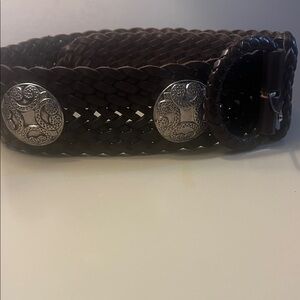 Braided Leather Women’s Belt with Silver Accents